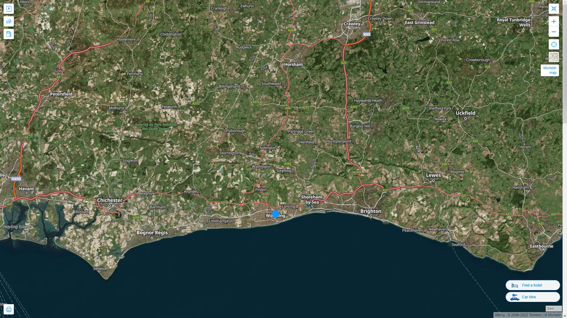 Worthing Highway and Road Map with Satellite View